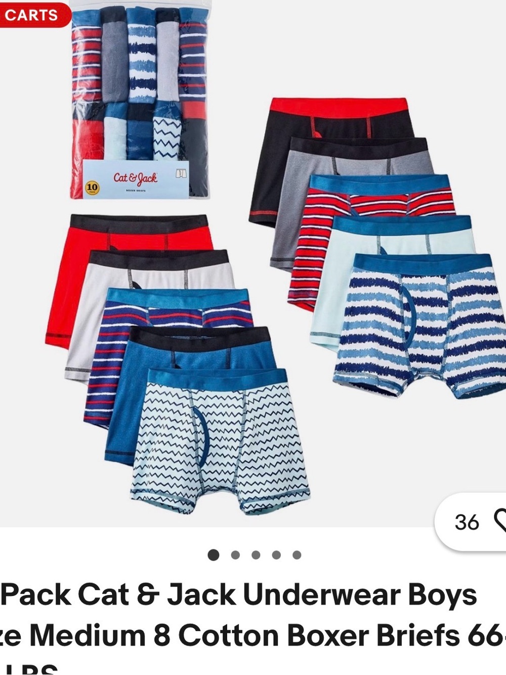 Cat & Jack Boys' Boxer Briefs Pack – Red, Navy, Light Blue, Gray, Black, White